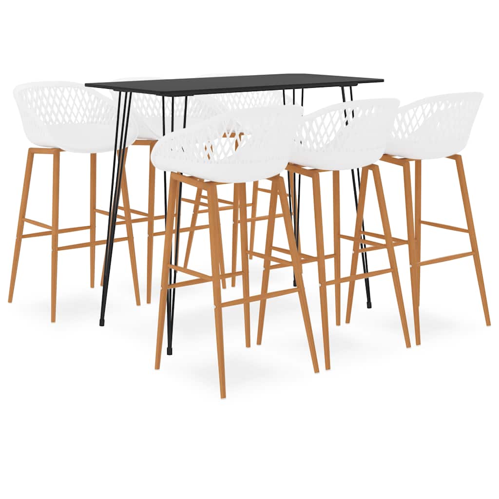 7 Piece Bar Set Black and White