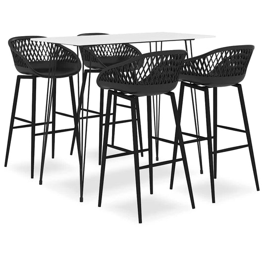 5 Piece Bar Set White and Black