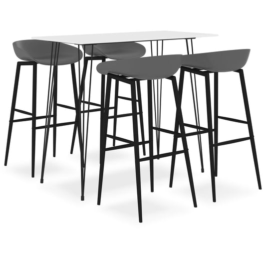 5 Piece Bar Set White and Grey