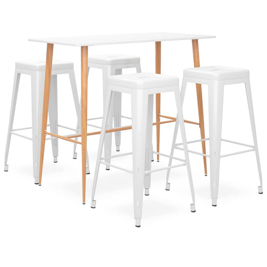 5 Piece Bar Set White