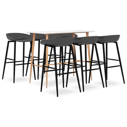 7 Piece Bar Set White and Grey
