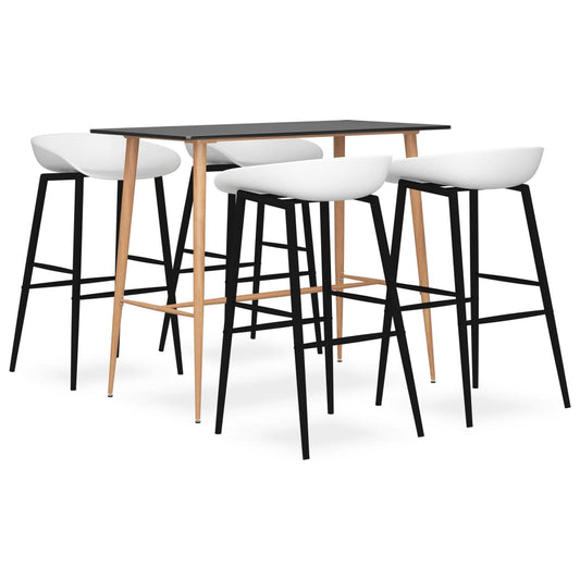5 Piece Bar Set Black and White