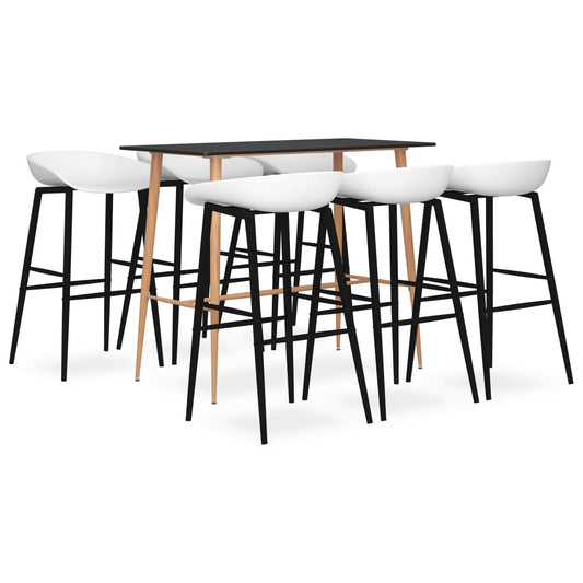 7 Piece Bar Set Black and White