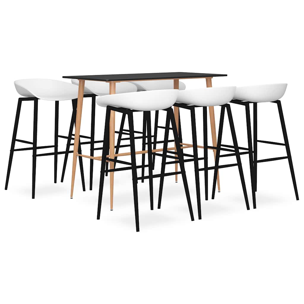 7 Piece Bar Set Black and White