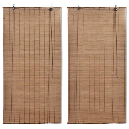 Bamboo Roller Blinds 2 pcs Brown 120 x 220 cm
