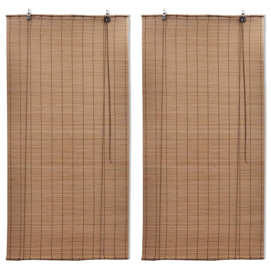 Bamboo Roller Blinds 2 pcs Brown 120 x 220 cm