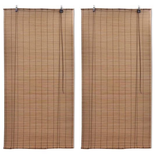 Bamboo Roller Blinds 2 pcs 150 x 220 cm Brown