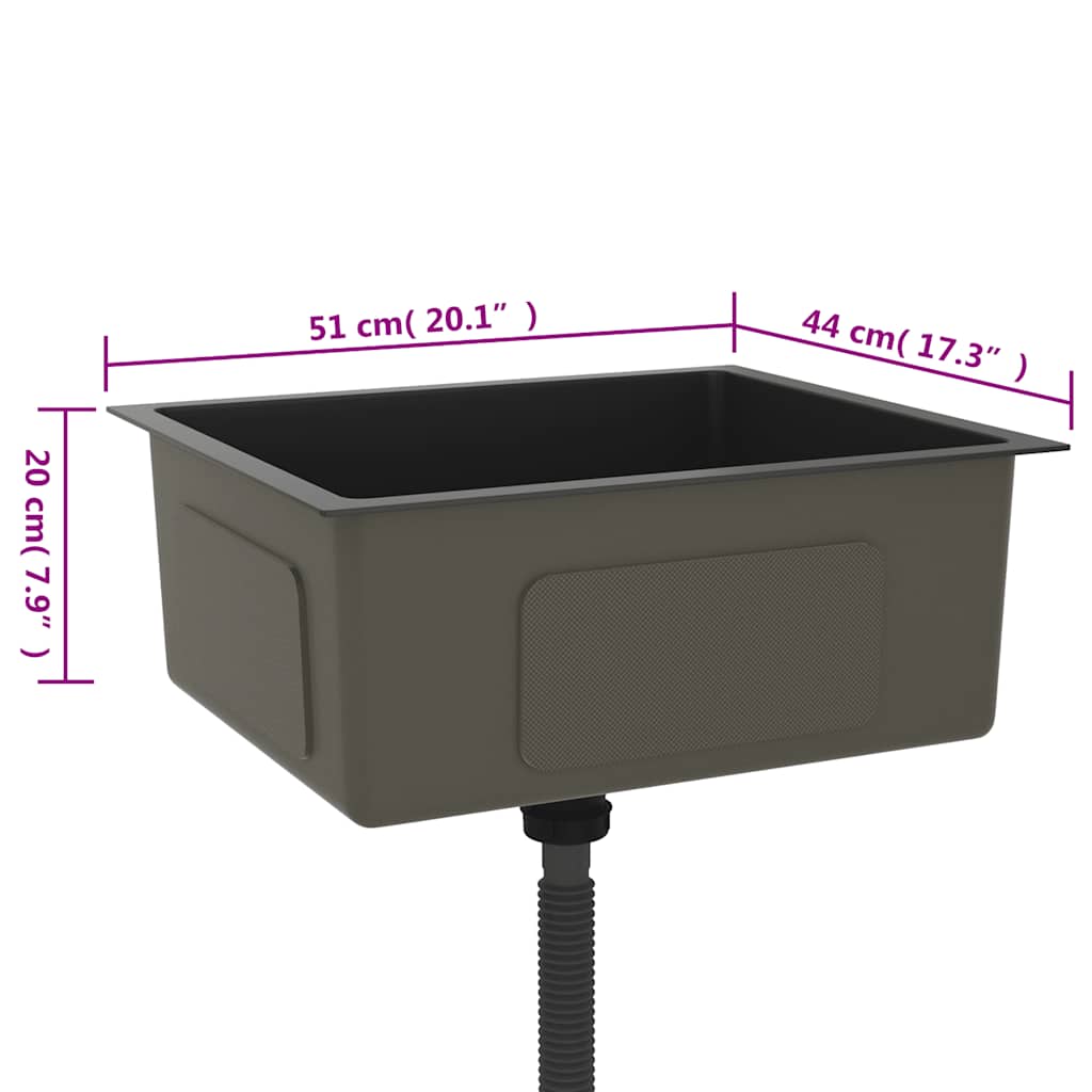 Handmade Kitchen Sink Black Stainless Steel