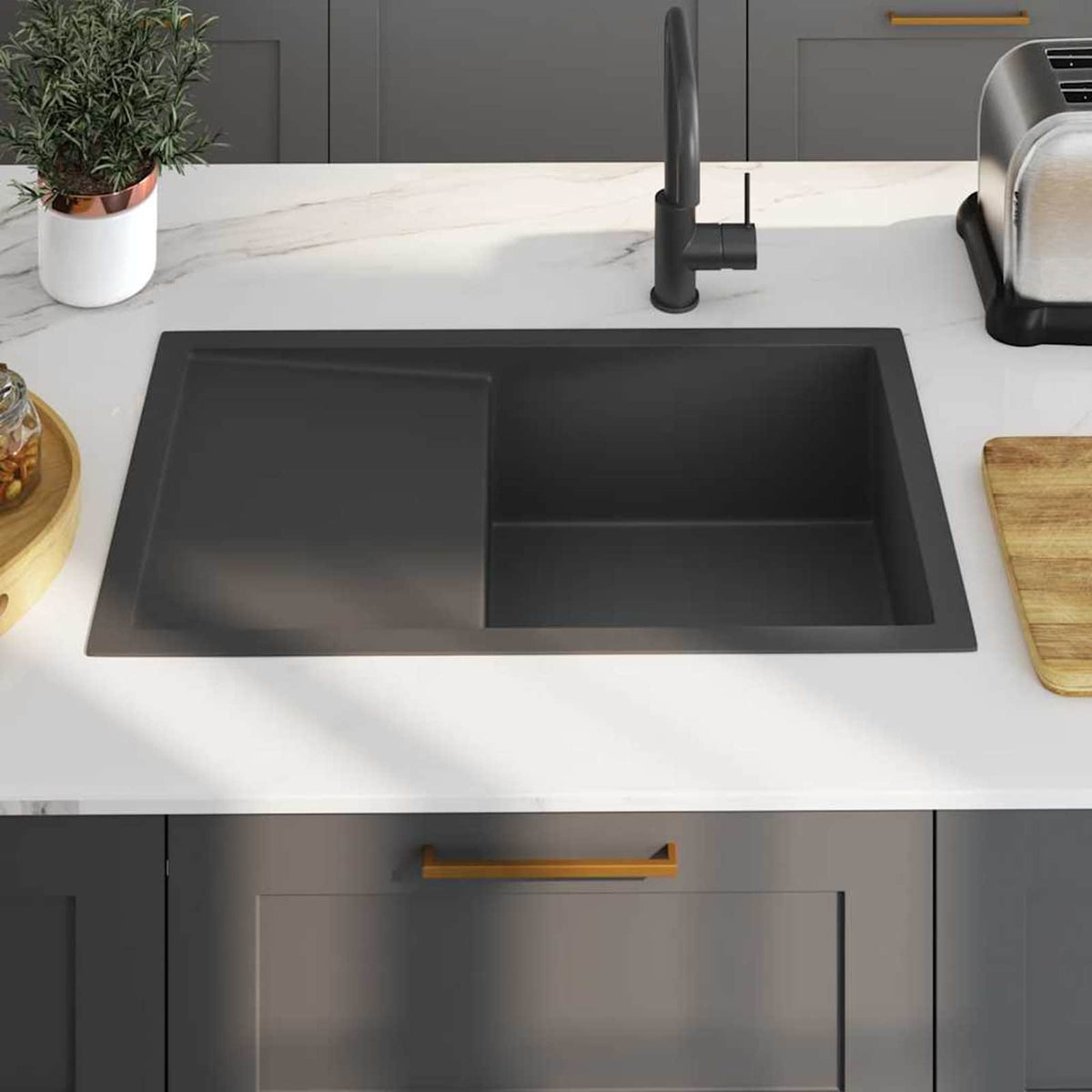 Handmade Kitchen Sink Black Stainless Steel