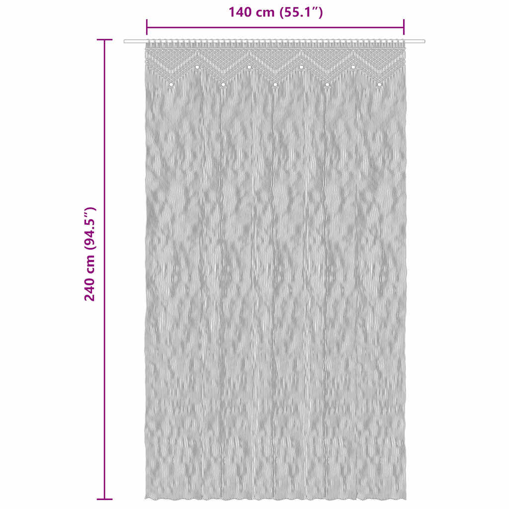 Macrame Curtain Taupe 140x240 cm Cotton