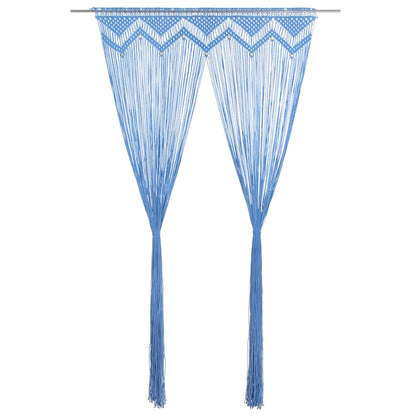 Macrame Curtain Blue 140x240 cm Cotton