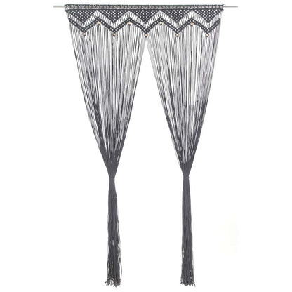 323992 vidaXL Macrame Curtain Anthracite 140x240 cm Cotton