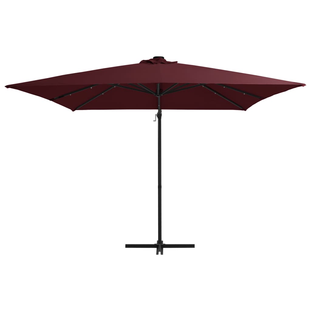 Cantilever Garden Parasol with LED lights Bordeaux Red 250x250 cm