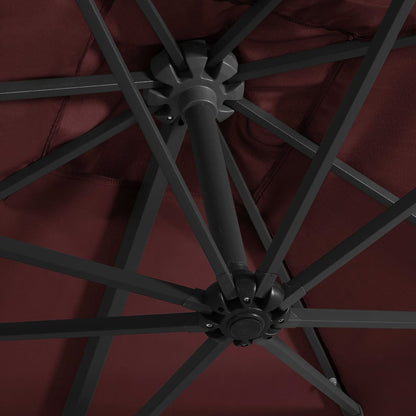 Cantilever Garden Parasol with LED lights Bordeaux Red 250x250 cm