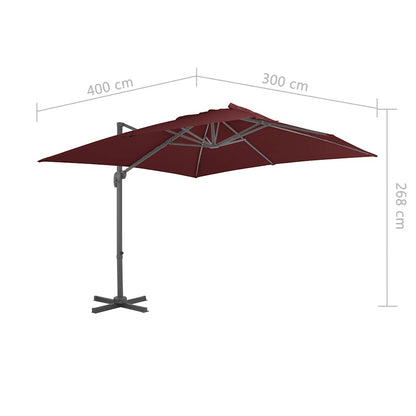 Cantilever Garden Parasol with Pole Bordeaux Red 400x300 cm