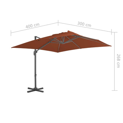 Cantilever Garden Parasol with Aluminium Pole Terracotta 400x300 cm