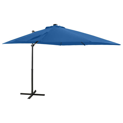 Cantilever Garden Parasol with Pole and LED Azure Blue 250 cm
