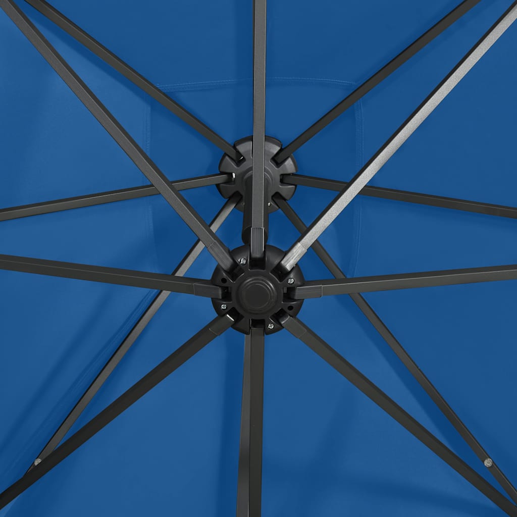 Cantilever Garden Parasol with Pole and LED Azure Blue 250 cm