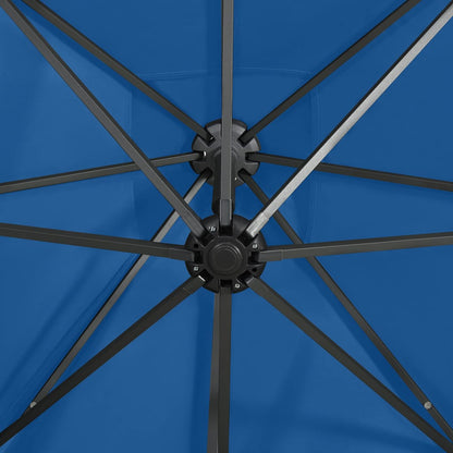 Cantilever Garden Parasol with Pole and LED Azure Blue 250 cm