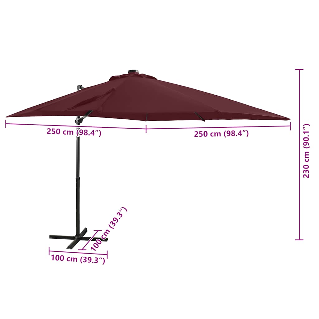 Cantilever Garden Parasol | Bordeaux Red