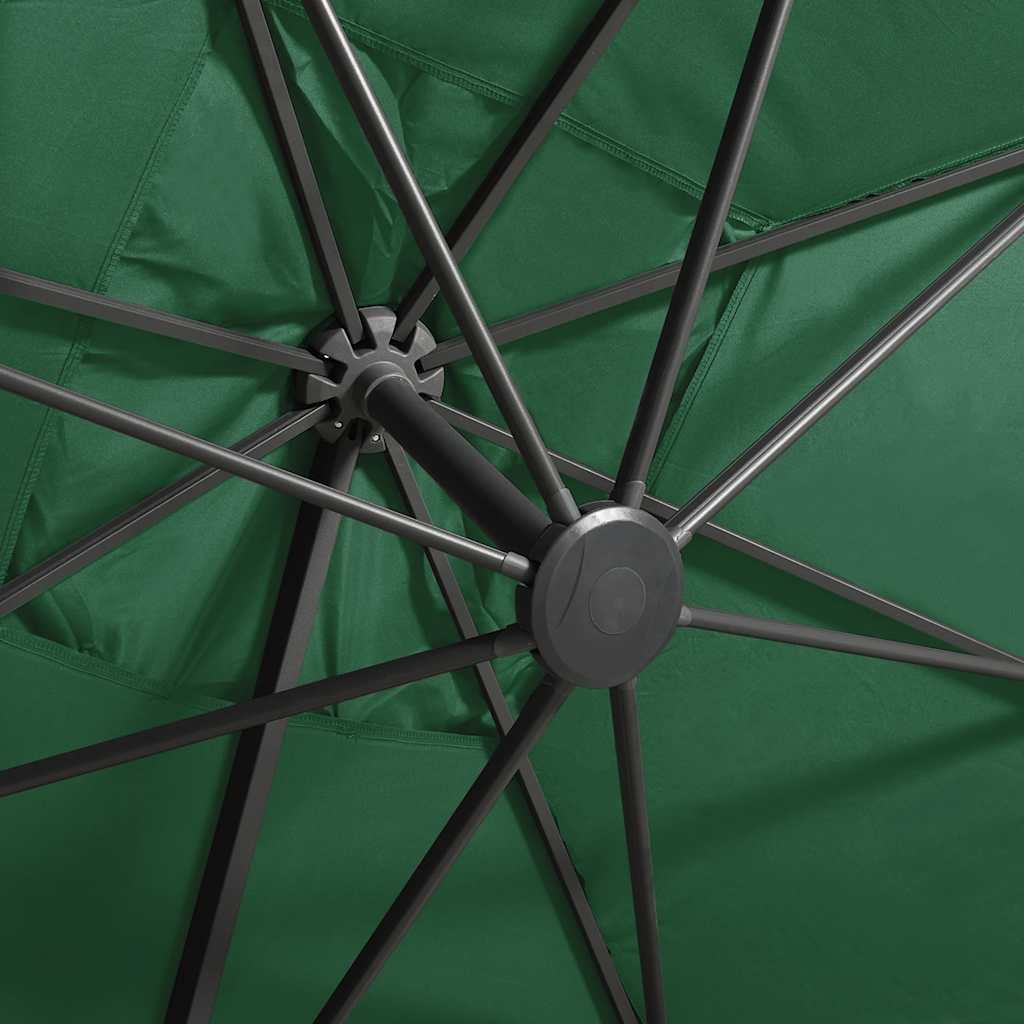 Cantilever Garden Parasol with Pole and LED Lights Green 300 cm