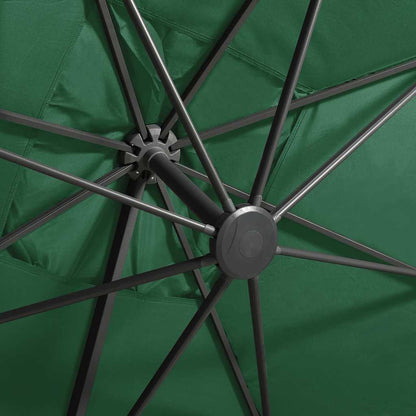 Cantilever Garden Parasol with Pole and LED Lights Green 300 cm