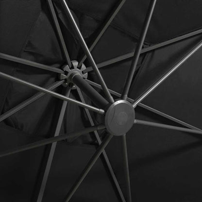 Cantilever Garden Parasol with Pole and LED Lights Black 300 cm
