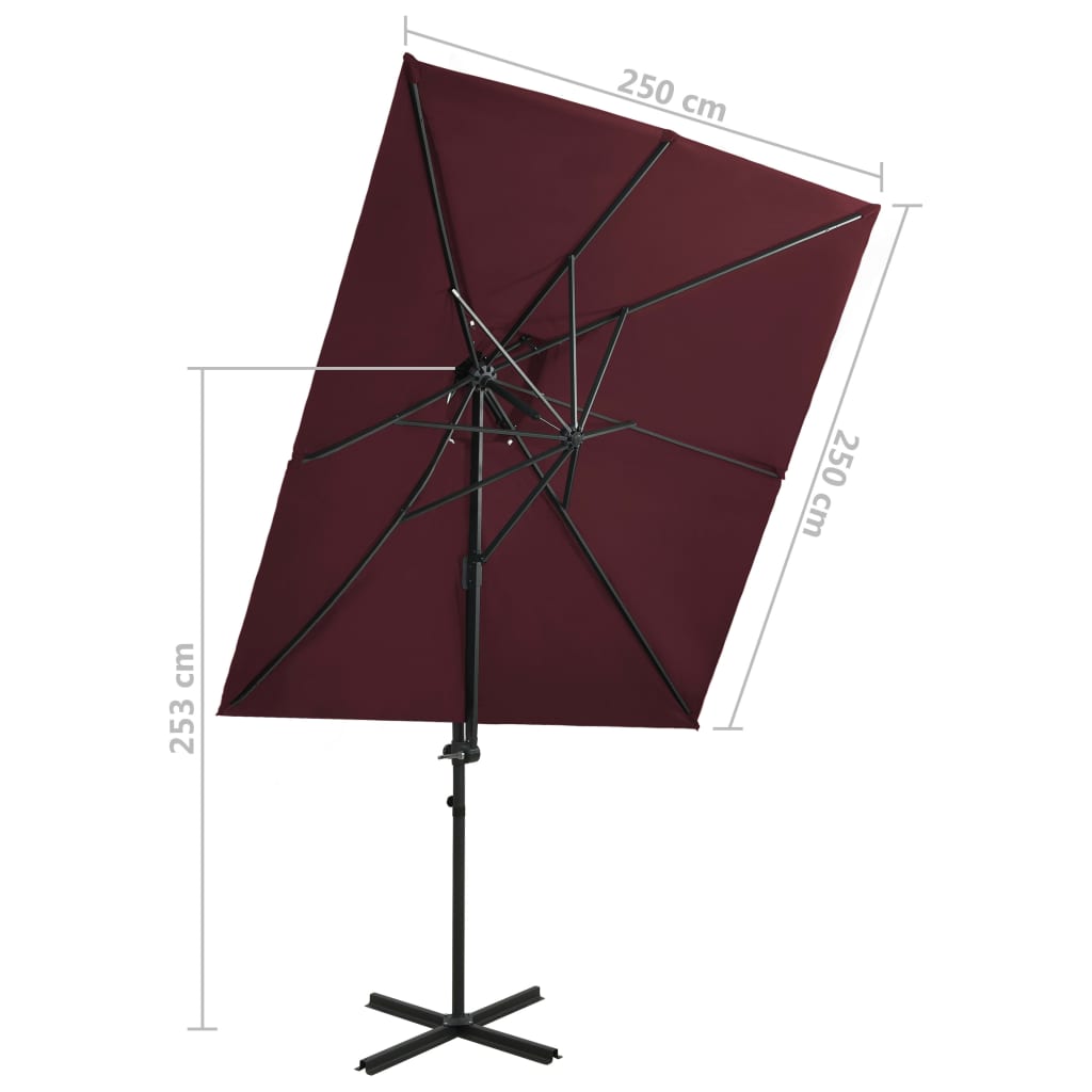 Cantilever Garden Parasol | Bordeaux Red | Aluminium, Polyester