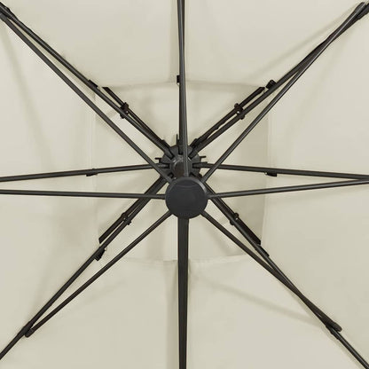 312368 vidaXL Cantilever Garden Parasol with Double Top 300x300 cm Sand
