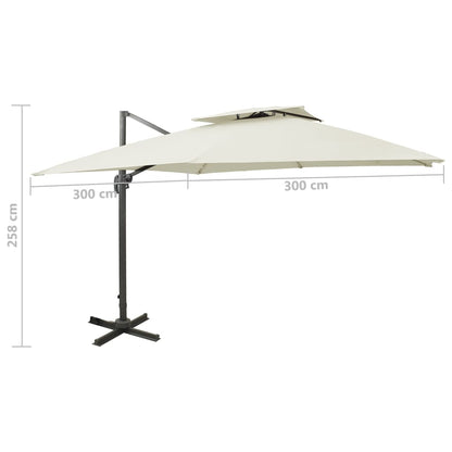 Cantilever Garden Parasol with Double Top 300x300 cm Sand