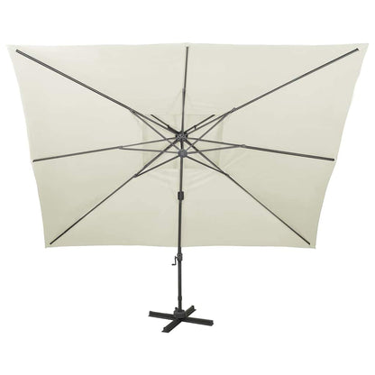 312369 vidaXL Cantilever Garden Parasol with Double Top Sand 400x300 cm