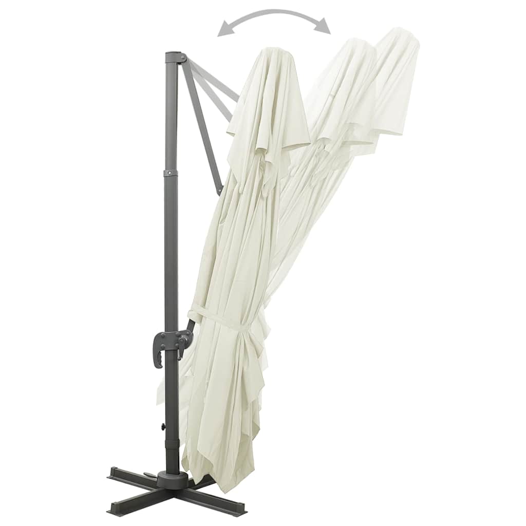 312369 vidaXL Cantilever Garden Parasol with Double Top Sand 400x300 cm