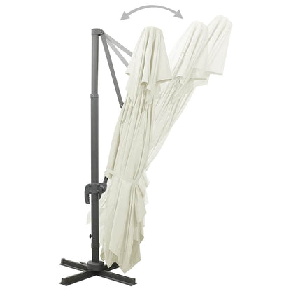 312369 vidaXL Cantilever Garden Parasol with Double Top Sand 400x300 cm
