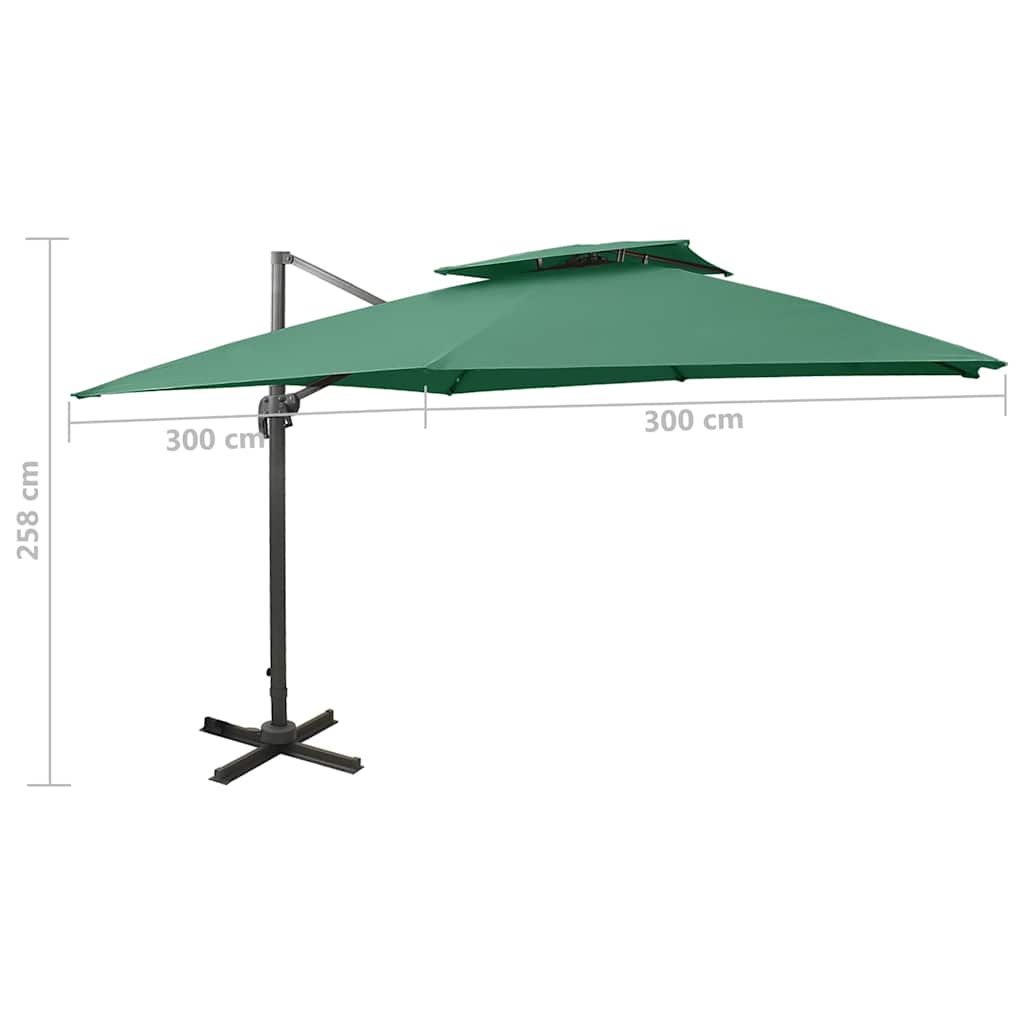 Cantilever Garden Parasol | Green | Polyester | Large | Tiltable