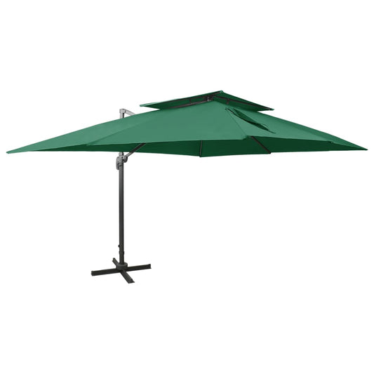 Cantilever Garden Parasol with Double Top Green 400x300 cm