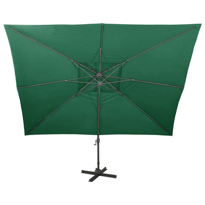 312371 vidaXL Cantilever Garden Parasol with Double Top Green 400x300 cm