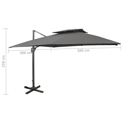 312372 vidaXL Cantilever Garden Parasol with Double Top 300x300 cm Anthracite
