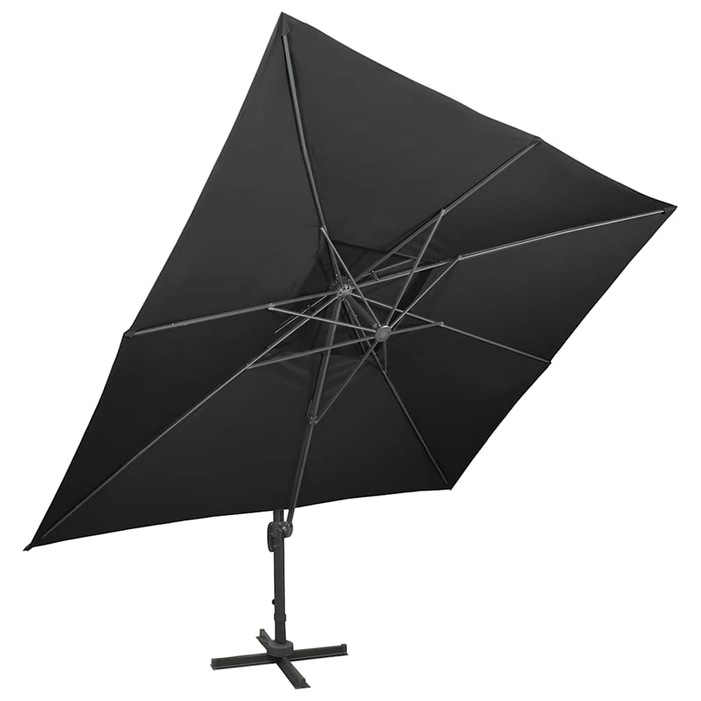 312377 vidaXL Cantilever Garden Parasol with Double Top Black 400x300 cm
