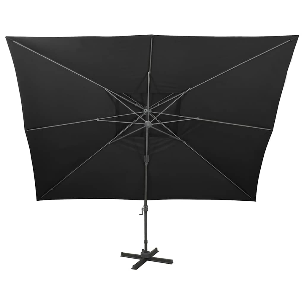 312377 vidaXL Cantilever Garden Parasol with Double Top Black 400x300 cm