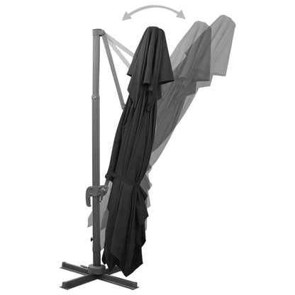 Cantilever Garden Parasol with Double Top Black 400x300 cm