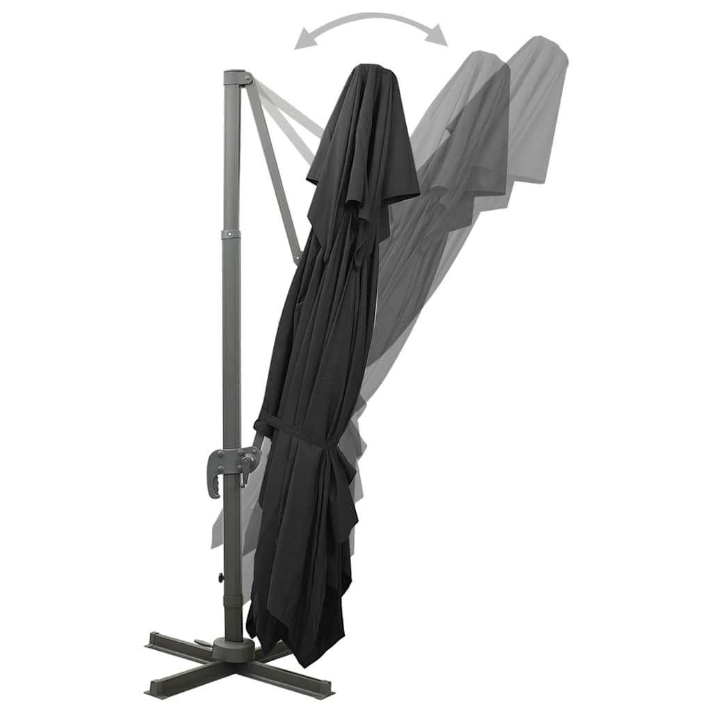 312377 vidaXL Cantilever Garden Parasol with Double Top Black 400x300 cm