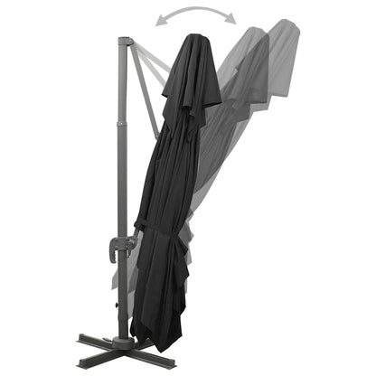 312377 vidaXL Cantilever Garden Parasol with Double Top Black 400x300 cm
