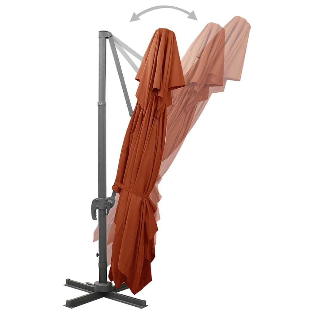 312383 vidaXL Cantilever Garden Parasol with Double Top Terracotta 400x300 cm