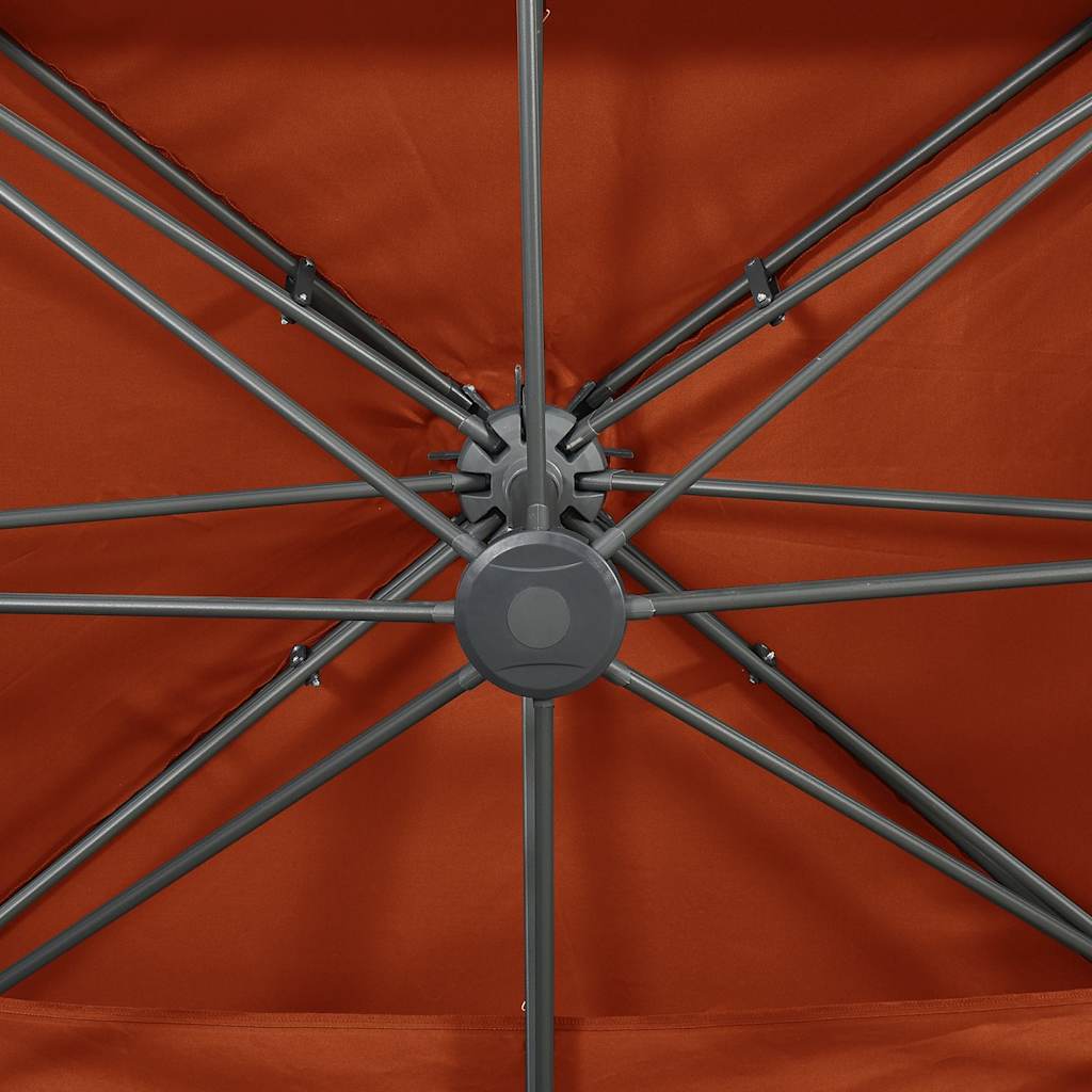312383 vidaXL Cantilever Garden Parasol with Double Top Terracotta 400x300 cm