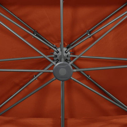 312383 vidaXL Cantilever Garden Parasol with Double Top Terracotta 400x300 cm