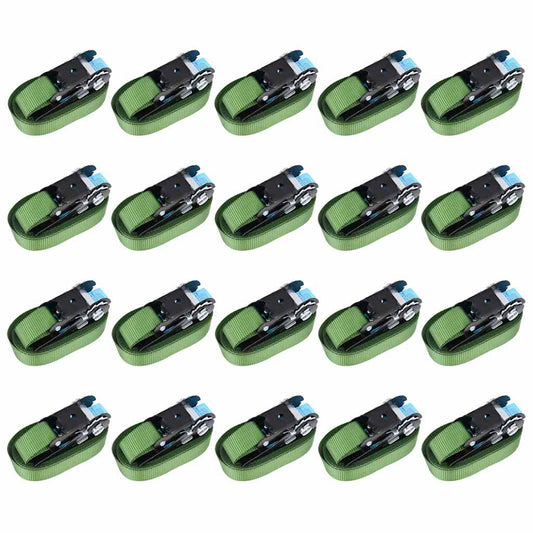 148895 vidaXL Ratchet Tie Down Straps 20 pcs 800 daN 6 m Green