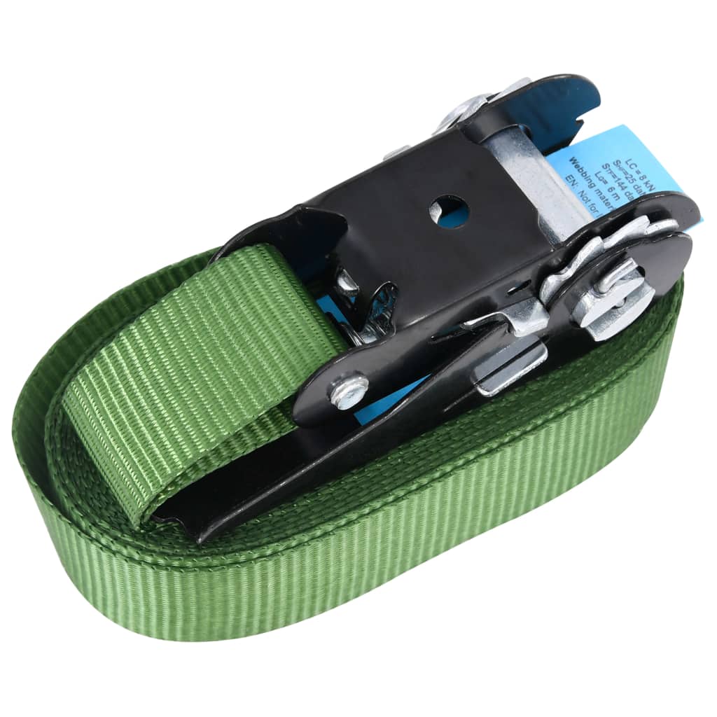 Ratchet Tie Down Straps 20 pcs 800 daN 6 m Green
