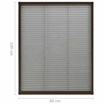 Plisse Insect Screen for Windows Aluminium Brown 80x100 cm