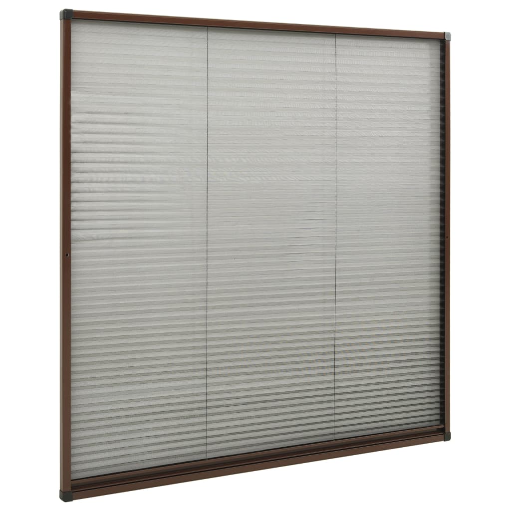 Plisse Insect Screen for Windows Aluminium Brown 120x120 cm