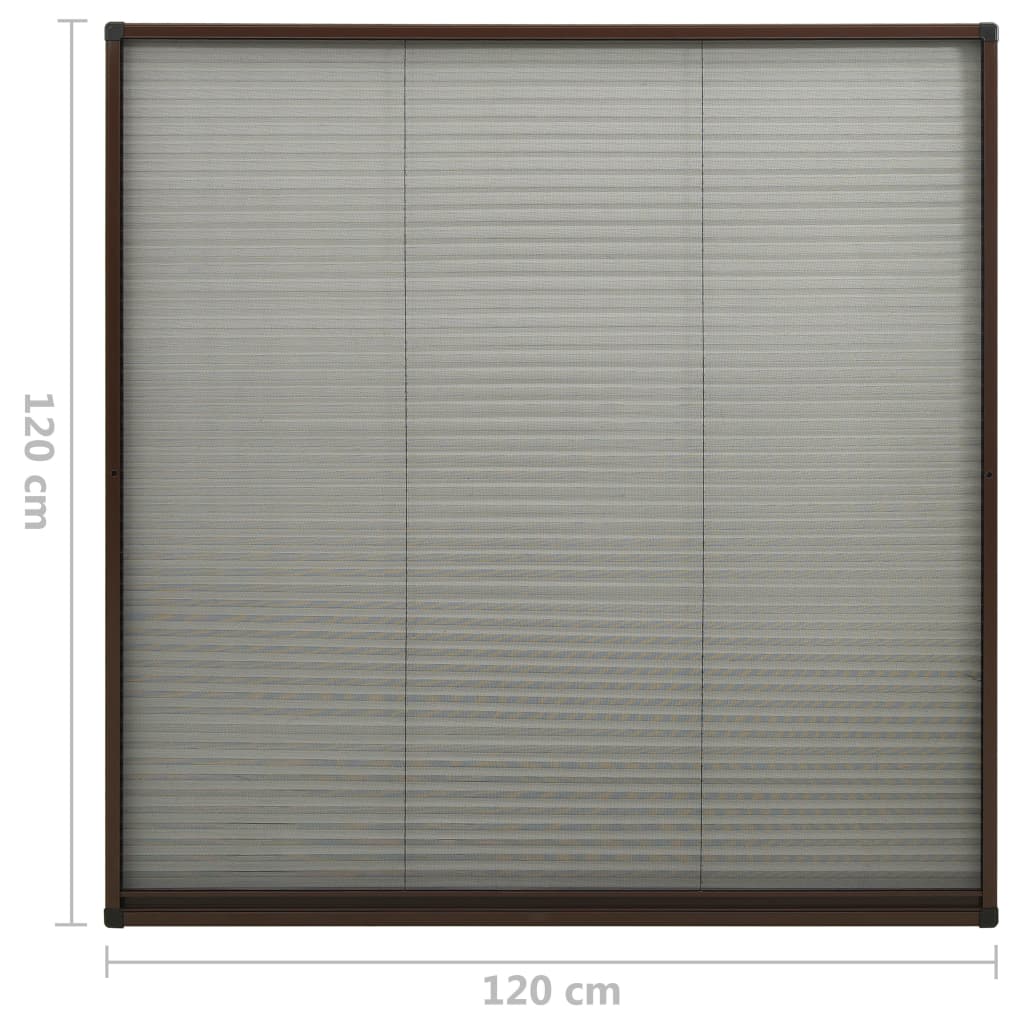 Plisse Insect Screen for Windows Aluminium Brown 120x120 cm